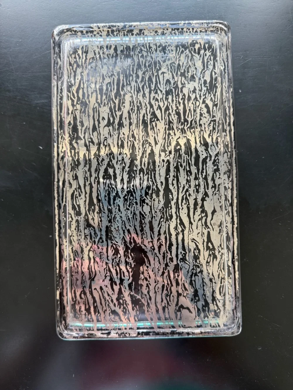 Glass Decorative Tray in Clear with Silver Pattern - Home Bath